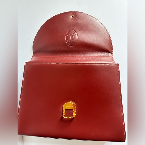 Cartier Vintage Bordeaux Top Handle Bag Les Must De Cartier - Picture 7 of 16